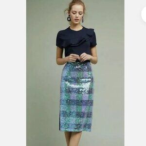 Maeve by Anthropologie Sequined Palette Midi PurpleGreen Size 4 EUC